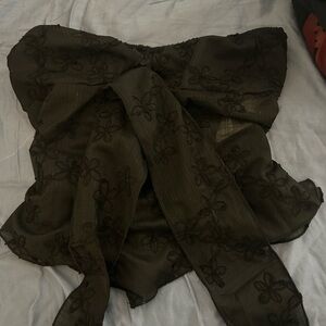 Black Floral Embroidered tube top